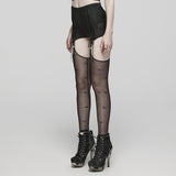 Goth-Hosenträger-Mesh-Leggings