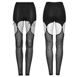 Goth-Hosenträger-Mesh-Leggings