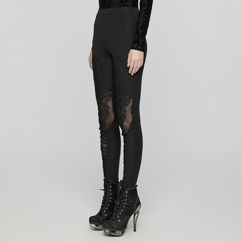 Leggings mit Goth-Spitzenaufkleber