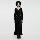 Sexy Gothic-Kleid mit V-Ausschnitt und Prägung