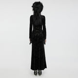 Sexy Gothic-Kleid mit V-Ausschnitt und Prägung