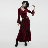 Sexy Gothic-Kleid mit V-Ausschnitt und Prägung