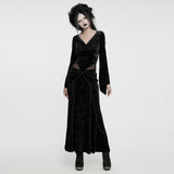 Sexy Gothic-Kleid mit V-Ausschnitt und Prägung