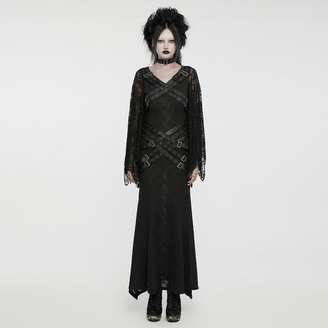 Visuelles Gothic-Kleid mit Fledermausärmeln