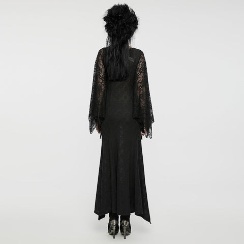 Visuelles Gothic-Kleid mit Fledermausärmeln