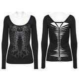 Punk-Langarm-T-Shirt mit Backbone-Kette