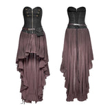 Retro trägerloses Tube Top Kleid High Low Lace Plissee Punk Kleid