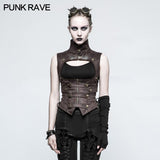 Schwarze Leder Punk Weste Weste Frauen Slim Joker Style