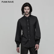 Uniform Langarm Gothic Shirt Mit Plissee Dekoration