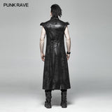 Punk Armor Long Vest Coat Mit PU Lederschnalle