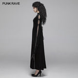 Gothic Women Double Layer Sleeve Langes Samtkleid