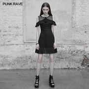 Punk Rave Mesh Nähten Chiffon kurzes Kleid